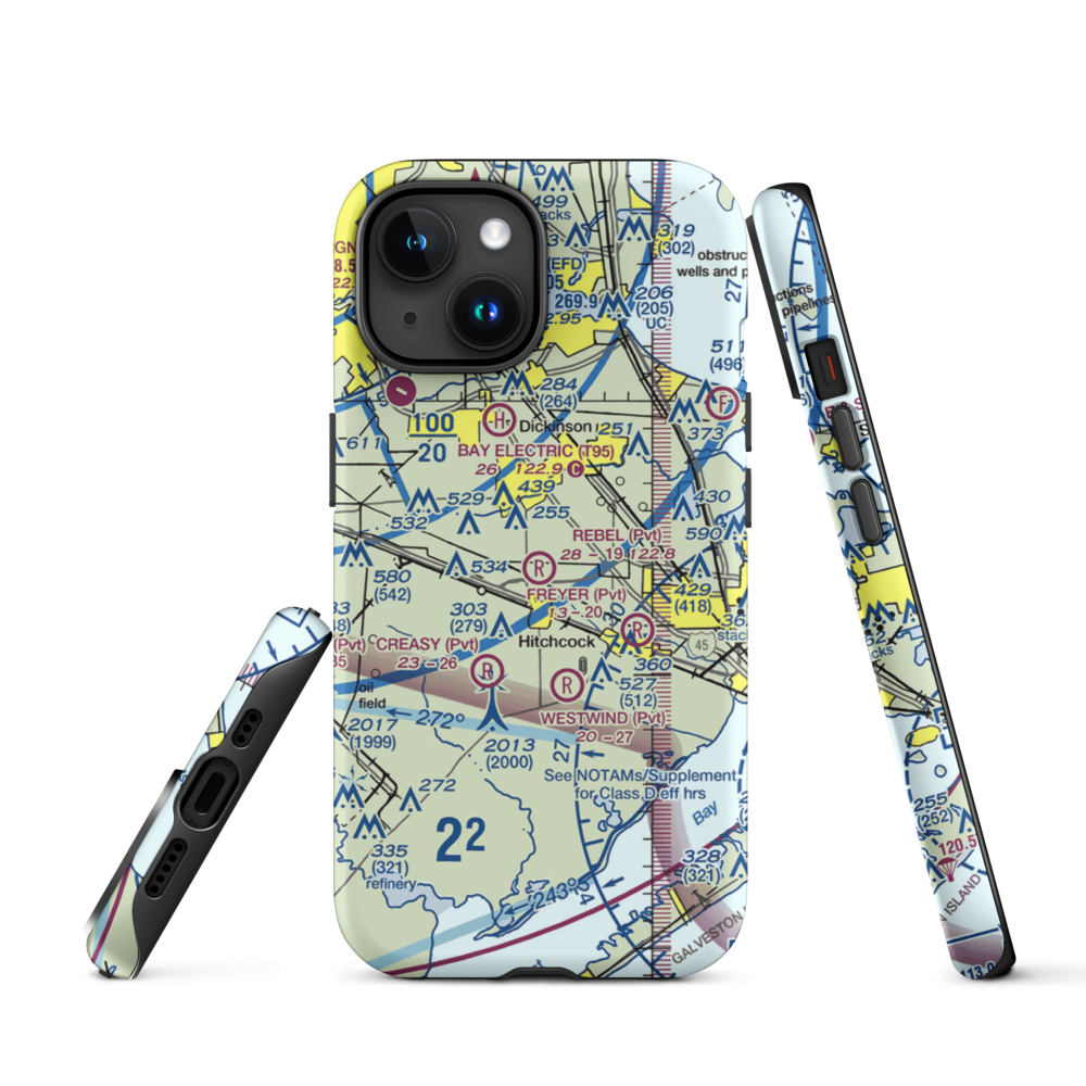 Rebel Field (TX66) VFR Sectional  Tough iPhone Case iPhone 15 model shown