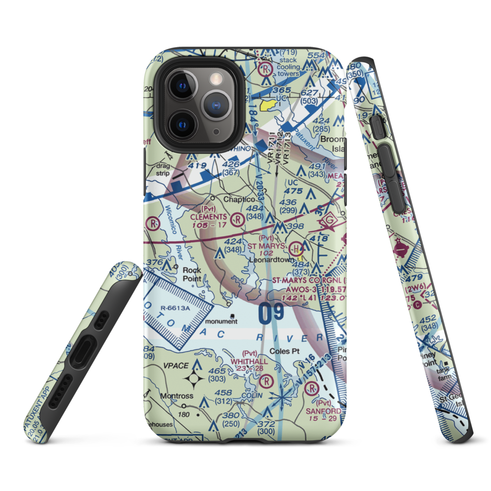 Recompense Farm Airport (2MD1) VFR Sectional  Tough iPhone Case iPhone 11 Pro model shown