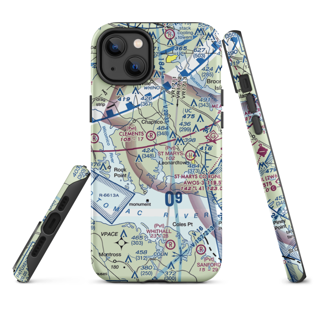 Recompense Farm Airport (2MD1) VFR Sectional  Tough iPhone Case iPhone 14 Plus model shown