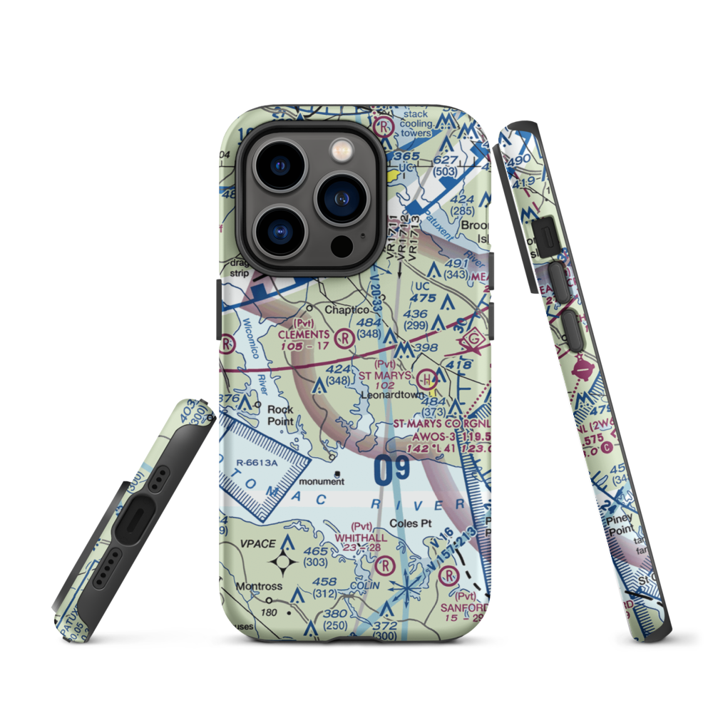 Recompense Farm Airport (2MD1) VFR Sectional  Tough iPhone Case iPhone 14 Pro model shown