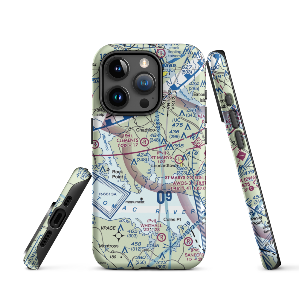 Recompense Farm Airport (2MD1) VFR Sectional  Tough iPhone Case iPhone 15 Pro model shown