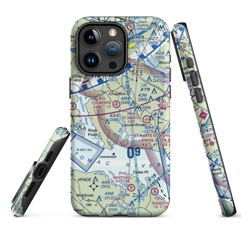 Recompense Farm Airport (2MD1) VFR Sectional  Tough iPhone Case iPhone 15 Pro Max model shown