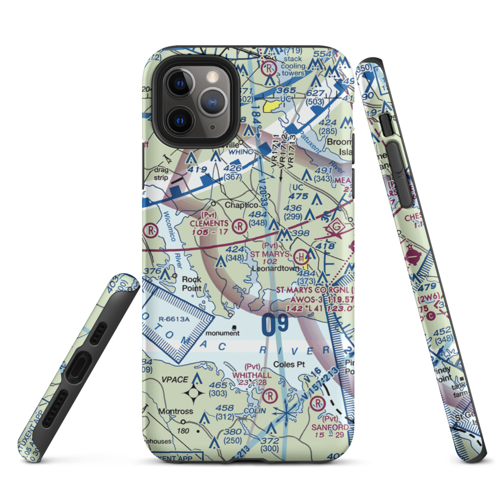 Recompense Farm Airport (2MD1) VFR Sectional  Tough iPhone Case iPhone 11 Pro Max model shown
