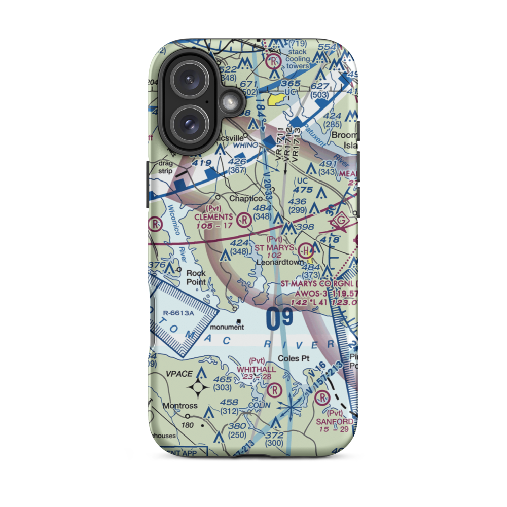 Recompense Farm Airport (2MD1) VFR Sectional  Tough iPhone Case iPhone 16 Plus model shown