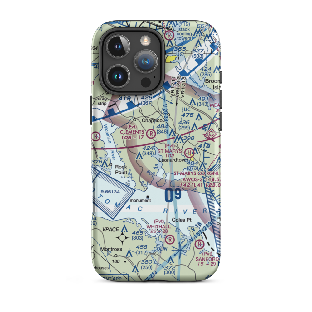 Recompense Farm Airport (2MD1) VFR Sectional  Tough iPhone Case iPhone 16 Pro Max model shown