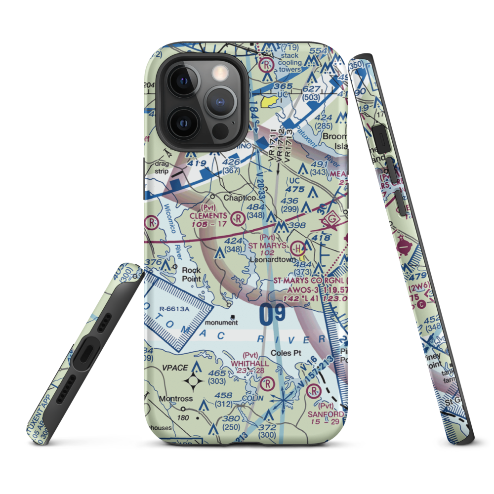 Recompense Farm Airport (2MD1) VFR Sectional  Tough iPhone Case iPhone 12 Pro Max model shown