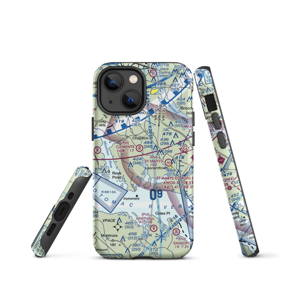 Recompense Farm Airport (2MD1) VFR Sectional  Tough iPhone Case iPhone 13 mini model shown
