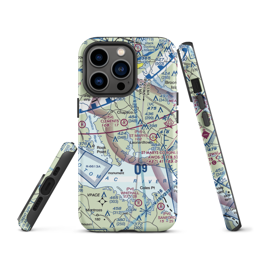 Recompense Farm Airport (2MD1) VFR Sectional  Tough iPhone Case iPhone 13 Pro model shown