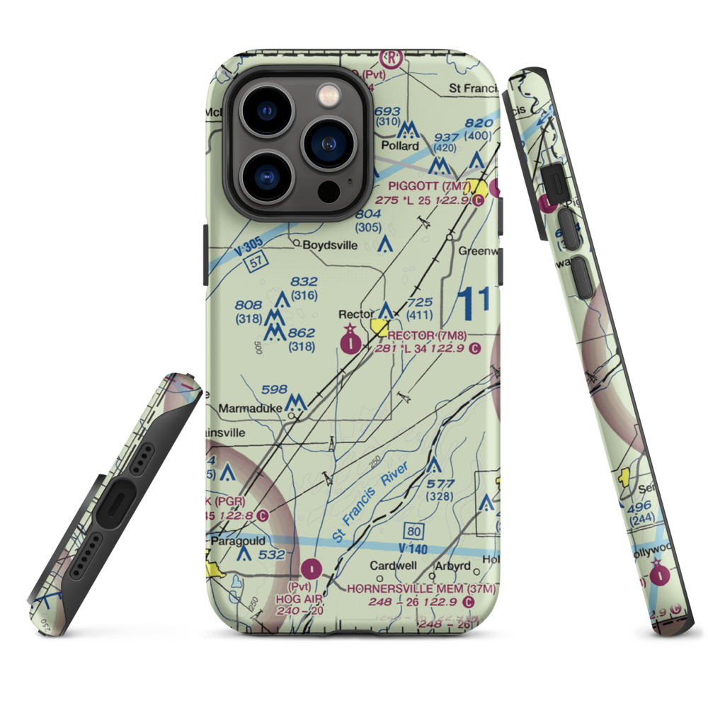 Rector Airport (7M8) VFR Sectional  Tough iPhone Case iPhone 14 Pro Max model shown