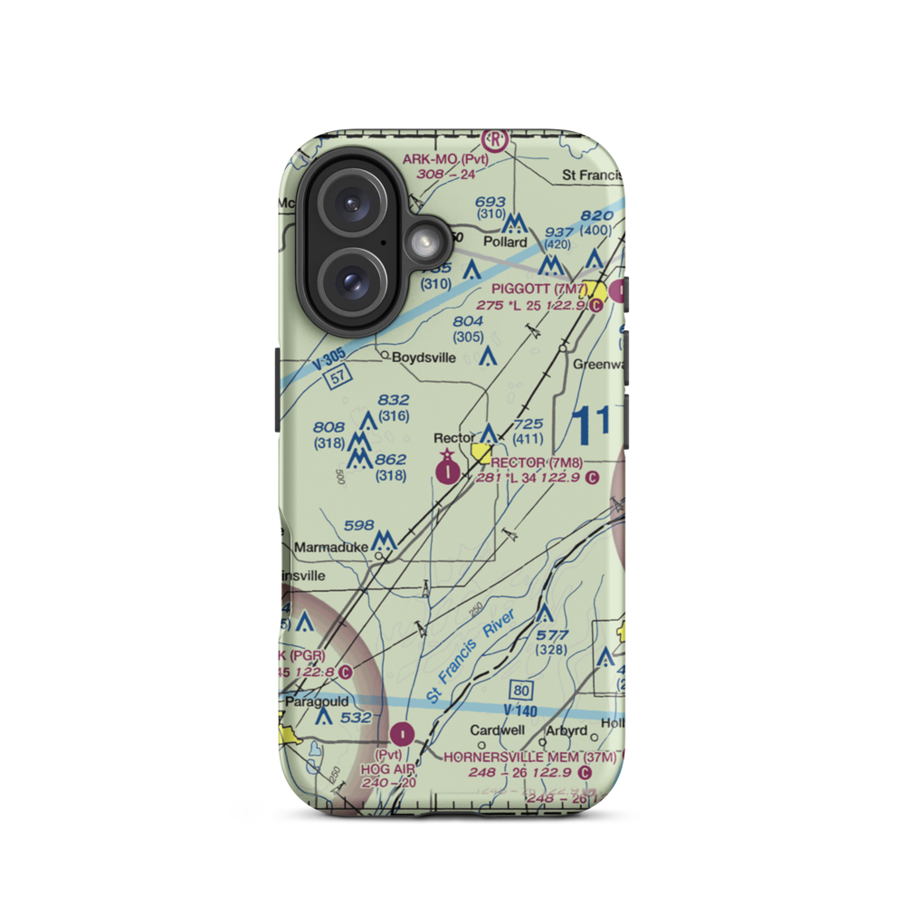 Rector Airport (7M8) VFR Sectional  Tough iPhone Case iPhone 16 model shown