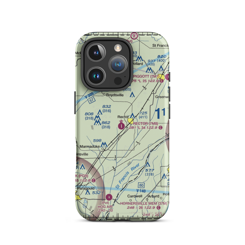 Rector Airport (7M8) VFR Sectional  Tough iPhone Case iPhone 16 Pro model shown