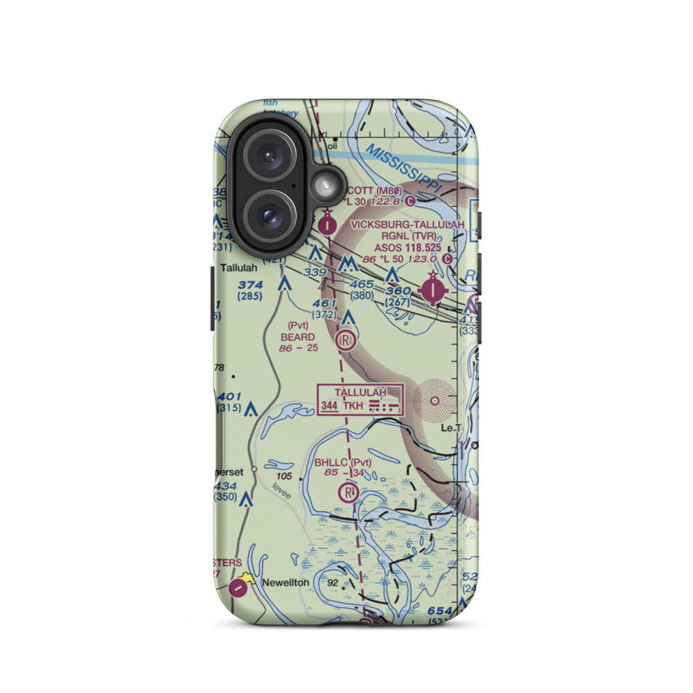Red Beard Dusting Service Airport (9LS5) VFR Sectional  Tough iPhone Case iPhone 16 model shown