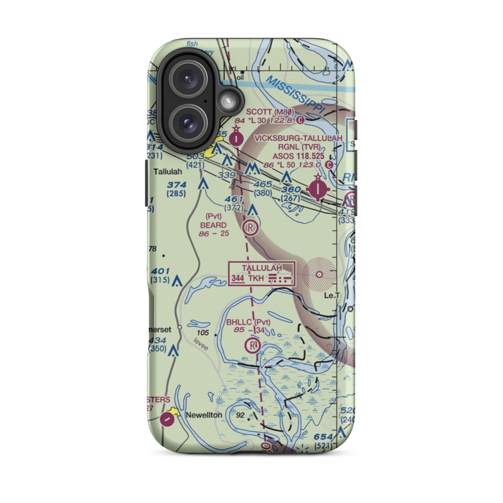Red Beard Dusting Service Airport (9LS5) VFR Sectional  Tough iPhone Case iPhone 16 Plus model shown