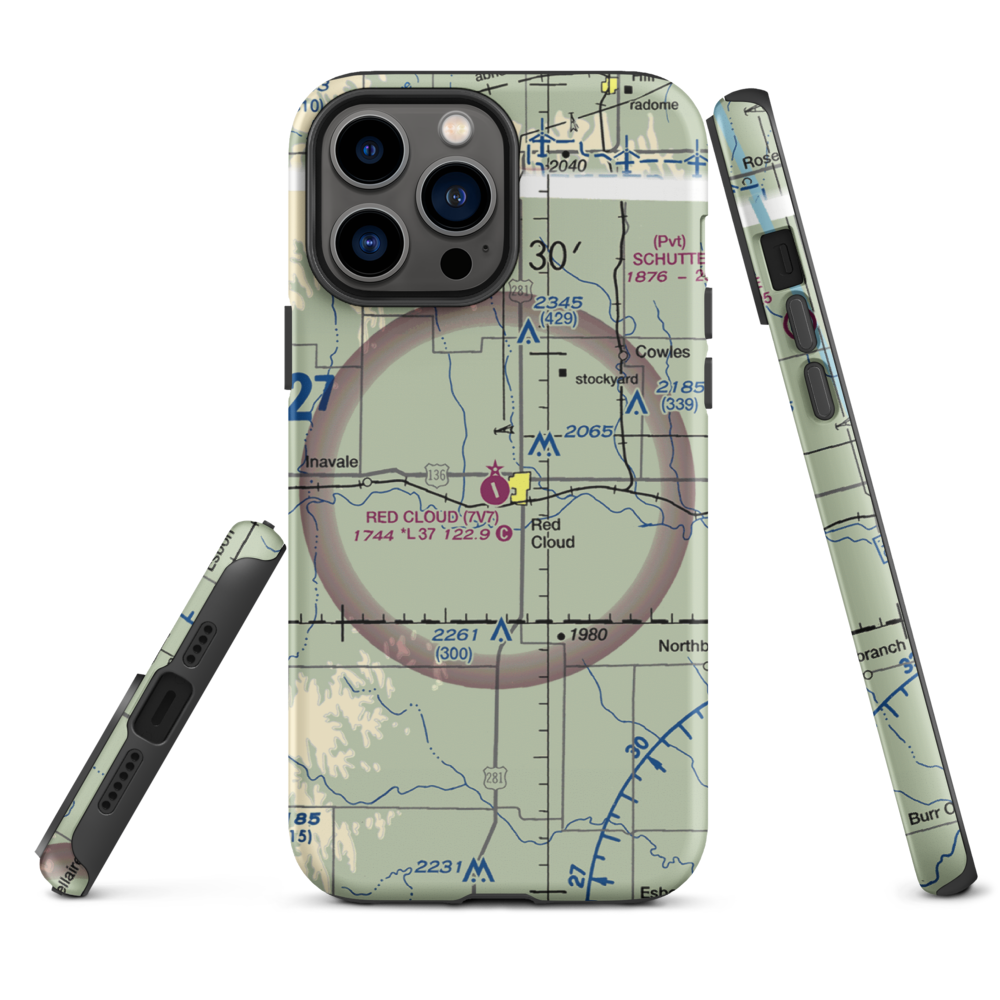 Red Cloud Municipal Airport (7V7) VFR Sectional  Tough iPhone Case iPhone 13 Pro Max model shown