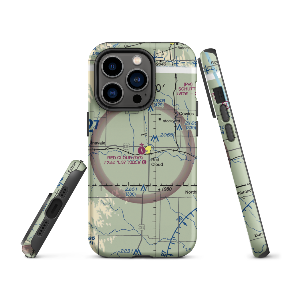 Red Cloud Municipal Airport (7V7) VFR Sectional  Tough iPhone Case iPhone 14 Pro model shown