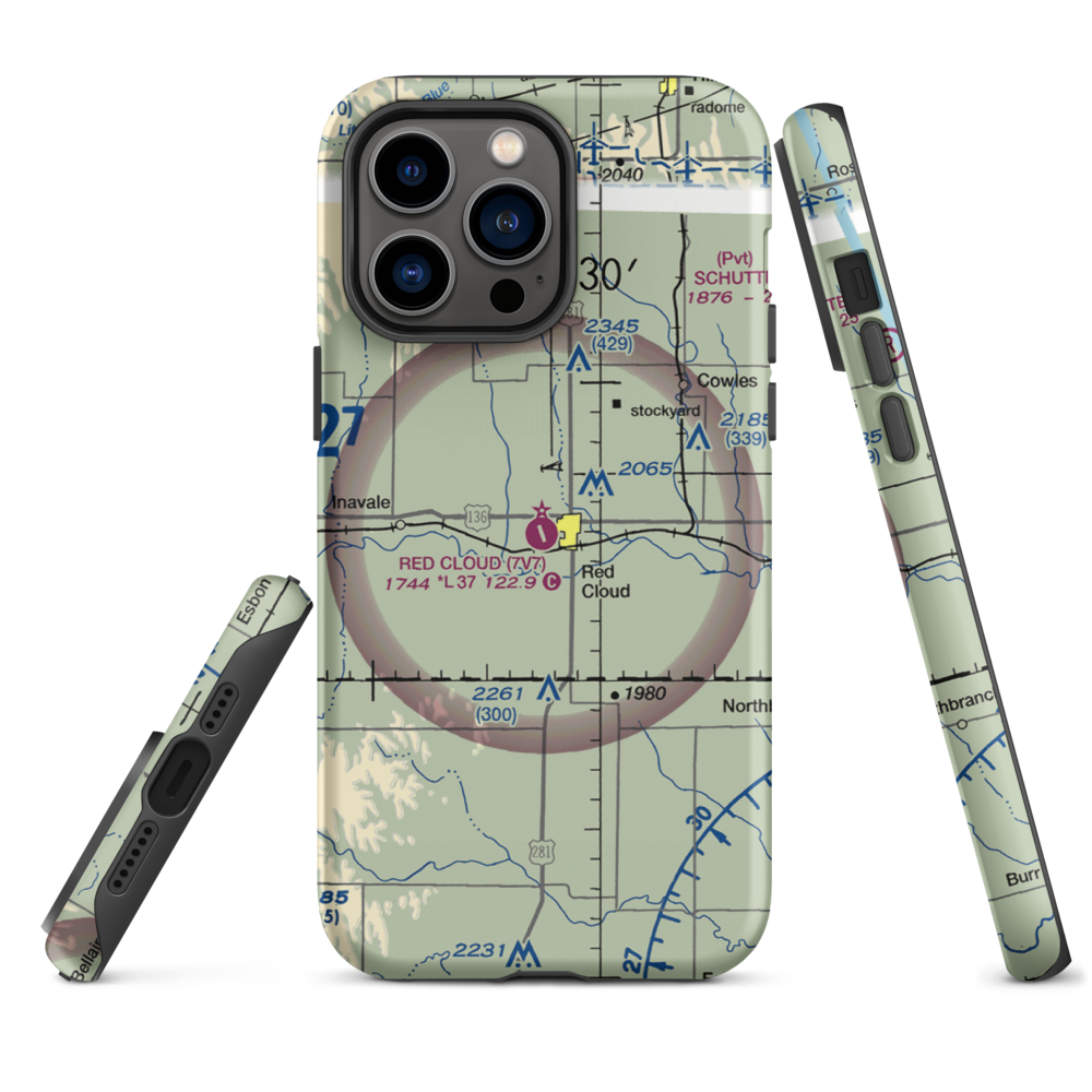 Red Cloud Municipal Airport (7V7) VFR Sectional  Tough iPhone Case iPhone 14 Pro Max model shown