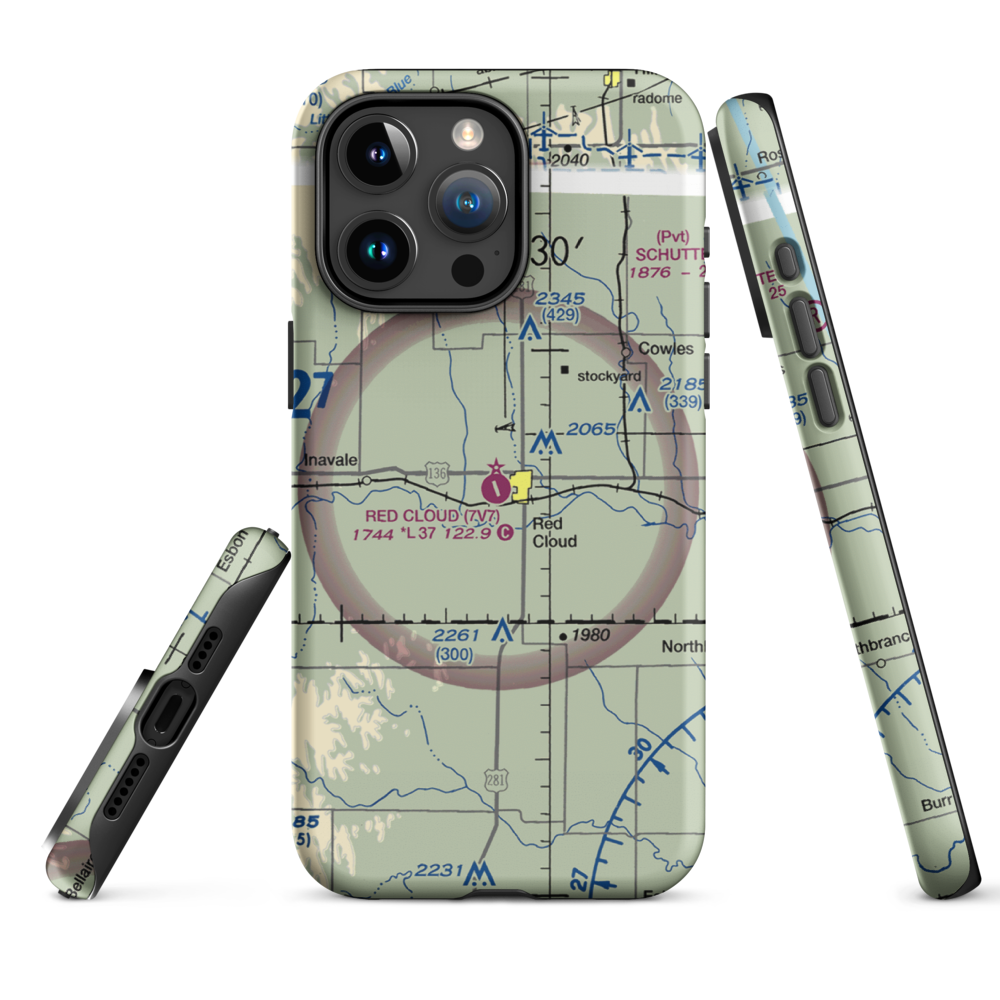 Red Cloud Municipal Airport (7V7) VFR Sectional  Tough iPhone Case iPhone 15 Pro Max model shown