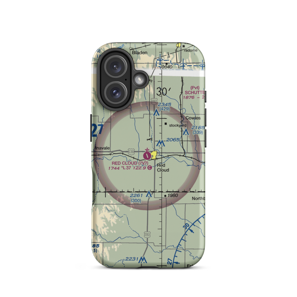 Red Cloud Municipal Airport (7V7) VFR Sectional  Tough iPhone Case iPhone 16 model shown