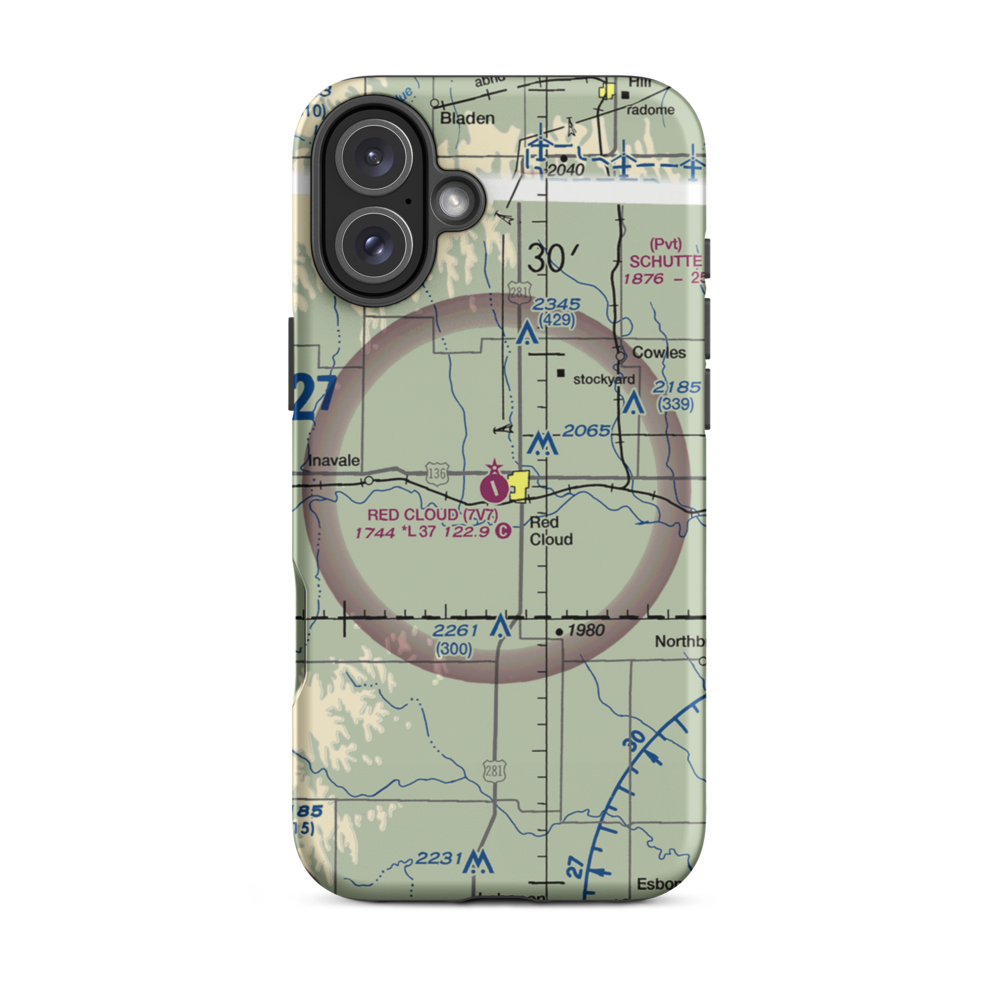 Red Cloud Municipal Airport (7V7) VFR Sectional  Tough iPhone Case iPhone 16 Plus model shown