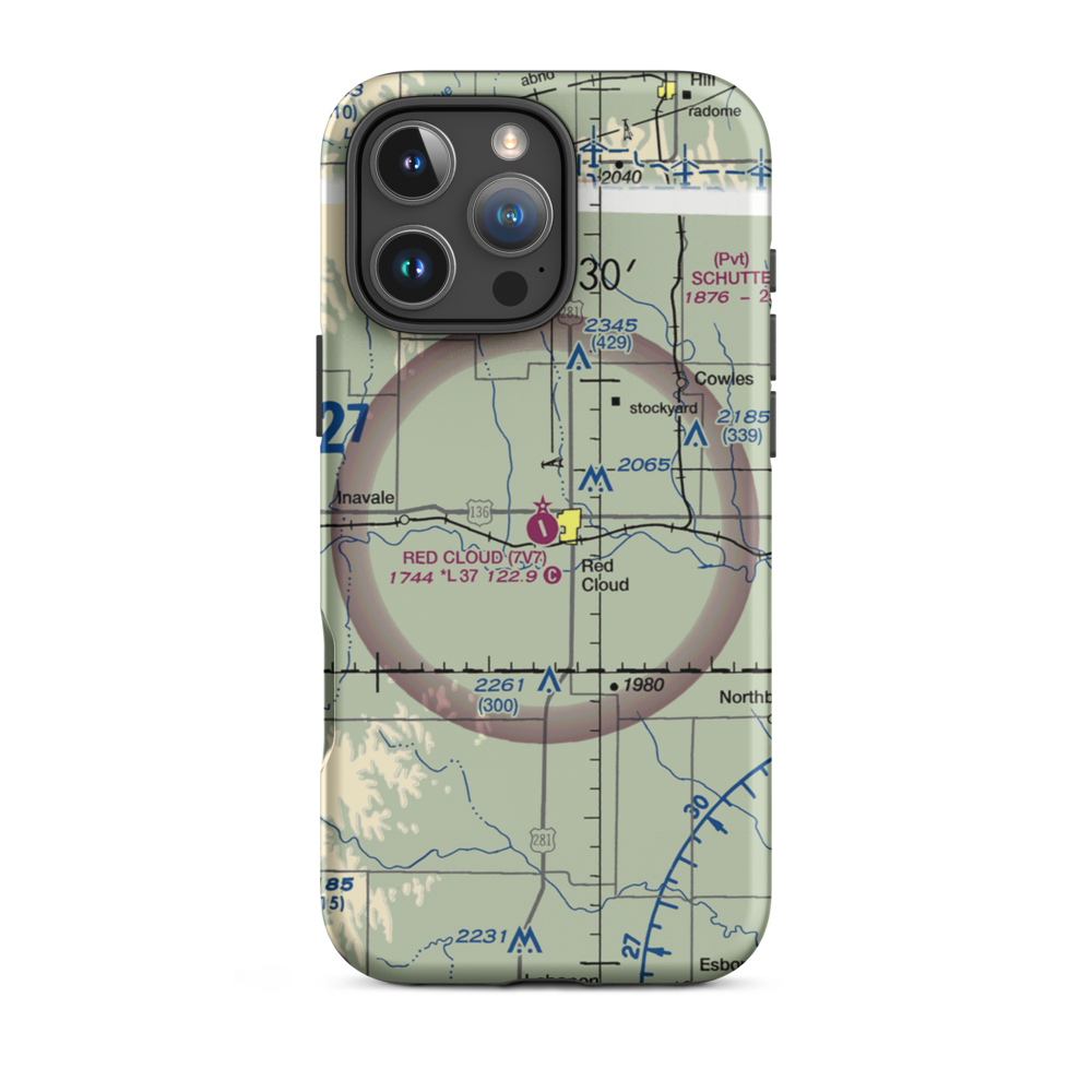 Red Cloud Municipal Airport (7V7) VFR Sectional  Tough iPhone Case iPhone 16 Pro Max model shown