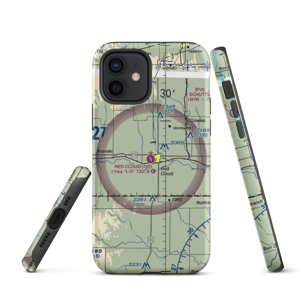 Red Cloud Municipal Airport (7V7) VFR Sectional  Tough iPhone Case iPhone 12 model shown