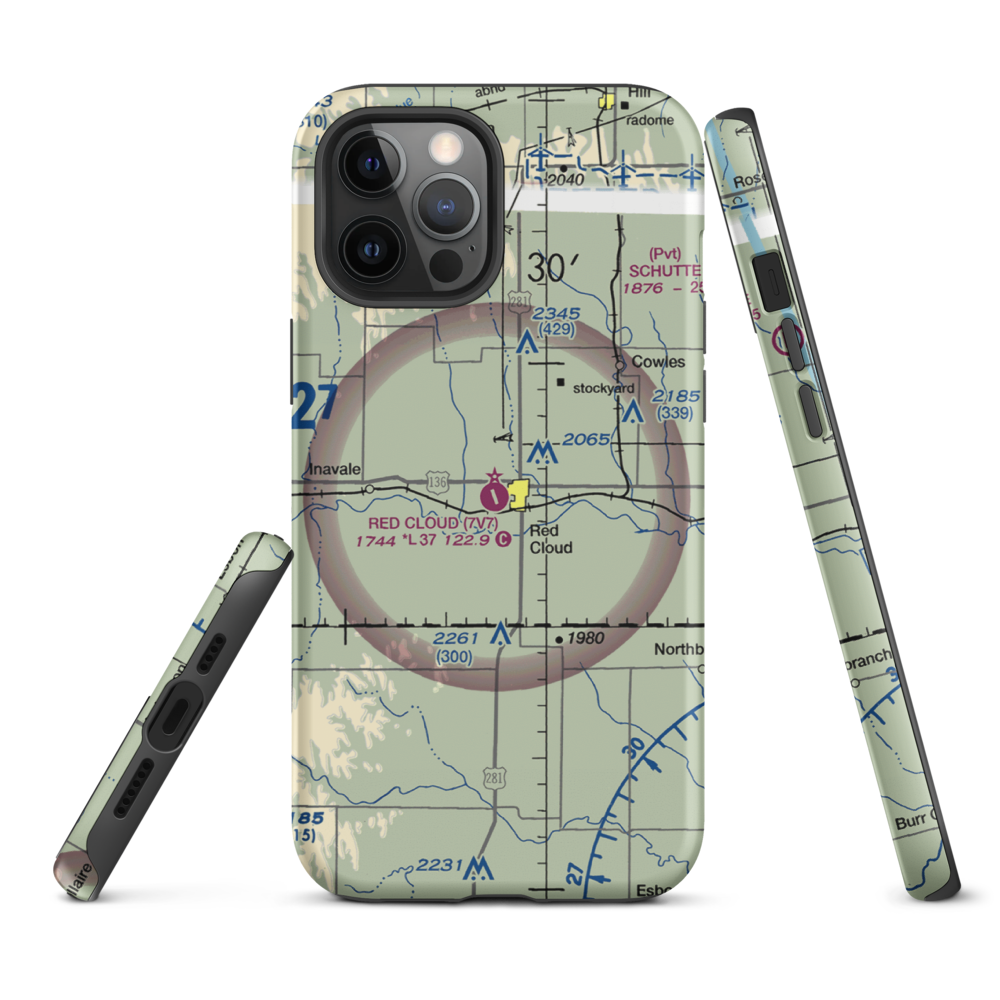 Red Cloud Municipal Airport (7V7) VFR Sectional  Tough iPhone Case iPhone 12 Pro Max model shown