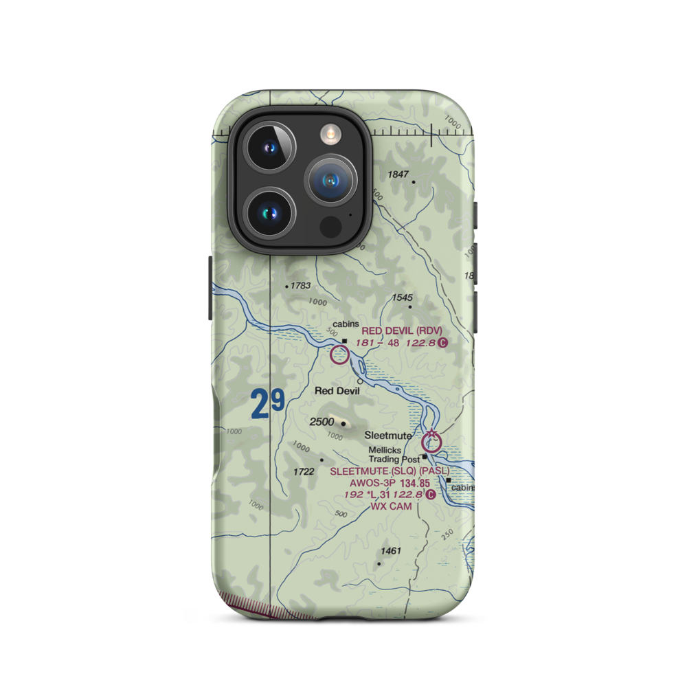 Red Devil Airport (RDV) VFR Sectional  Tough iPhone Case iPhone 16 Pro model shown
