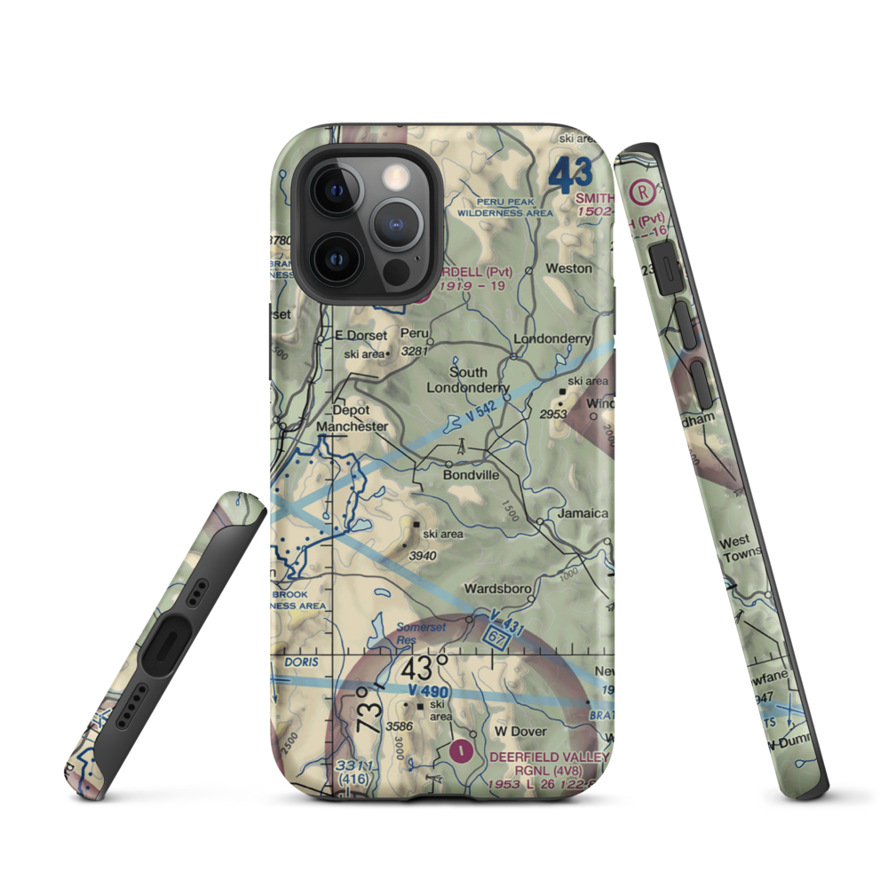 Red Fox Airport (VT02) VFR Sectional  Tough iPhone Case iPhone 12 Pro model shown