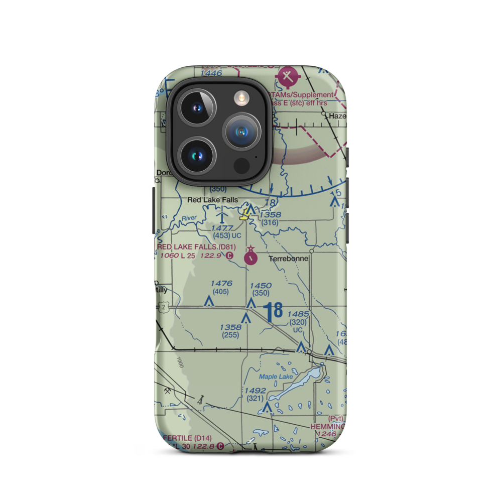 Red Lake Falls Municipal Airport (D81) VFR Sectional  Tough iPhone Case iPhone 16 Pro model shown
