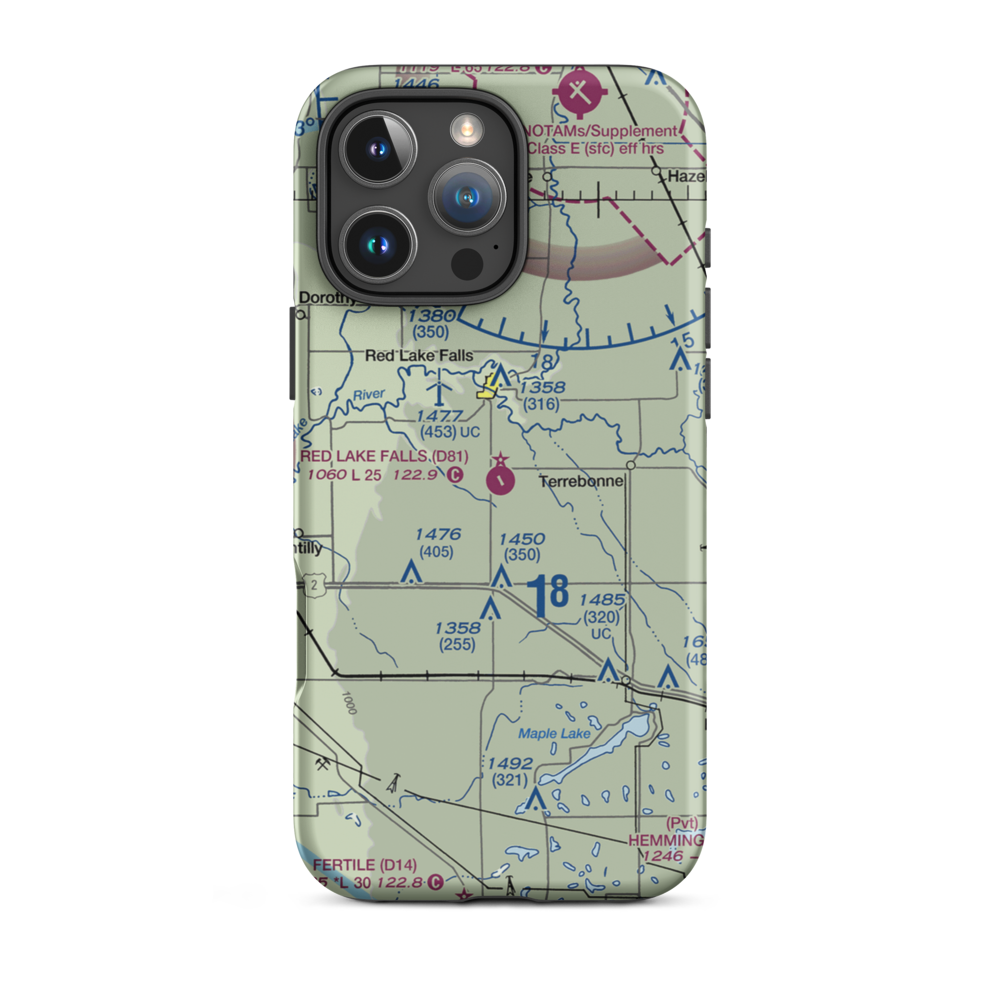 Red Lake Falls Municipal Airport (D81) VFR Sectional  Tough iPhone Case iPhone 16 Pro Max model shown