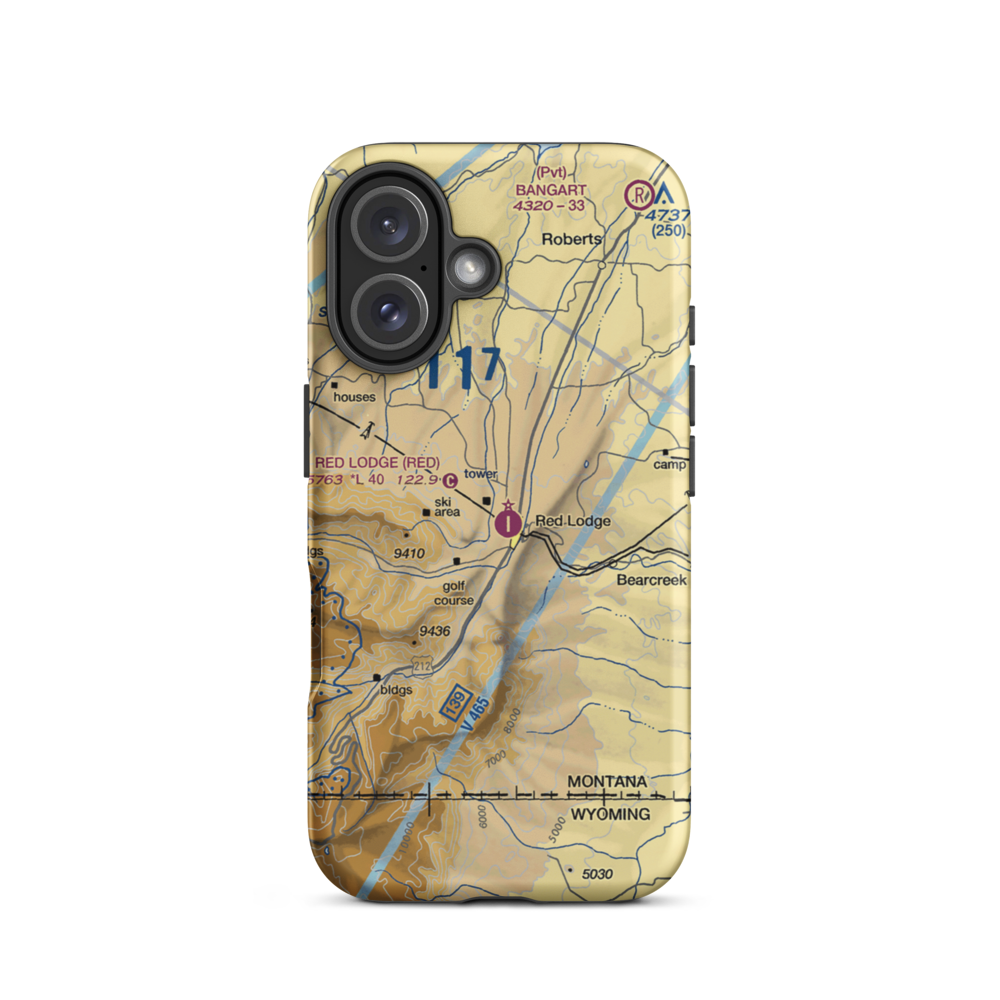 Red Lodge Airport (RED) VFR Sectional  Tough iPhone Case iPhone 16 model shown