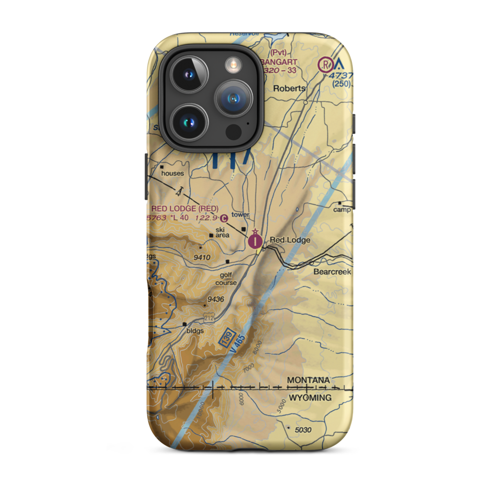 Red Lodge Airport (RED) VFR Sectional  Tough iPhone Case iPhone 16 Pro Max model shown