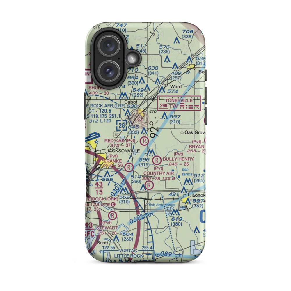 Red Oak Airport (4AR2) VFR Sectional  Tough iPhone Case iPhone 16 Plus model shown