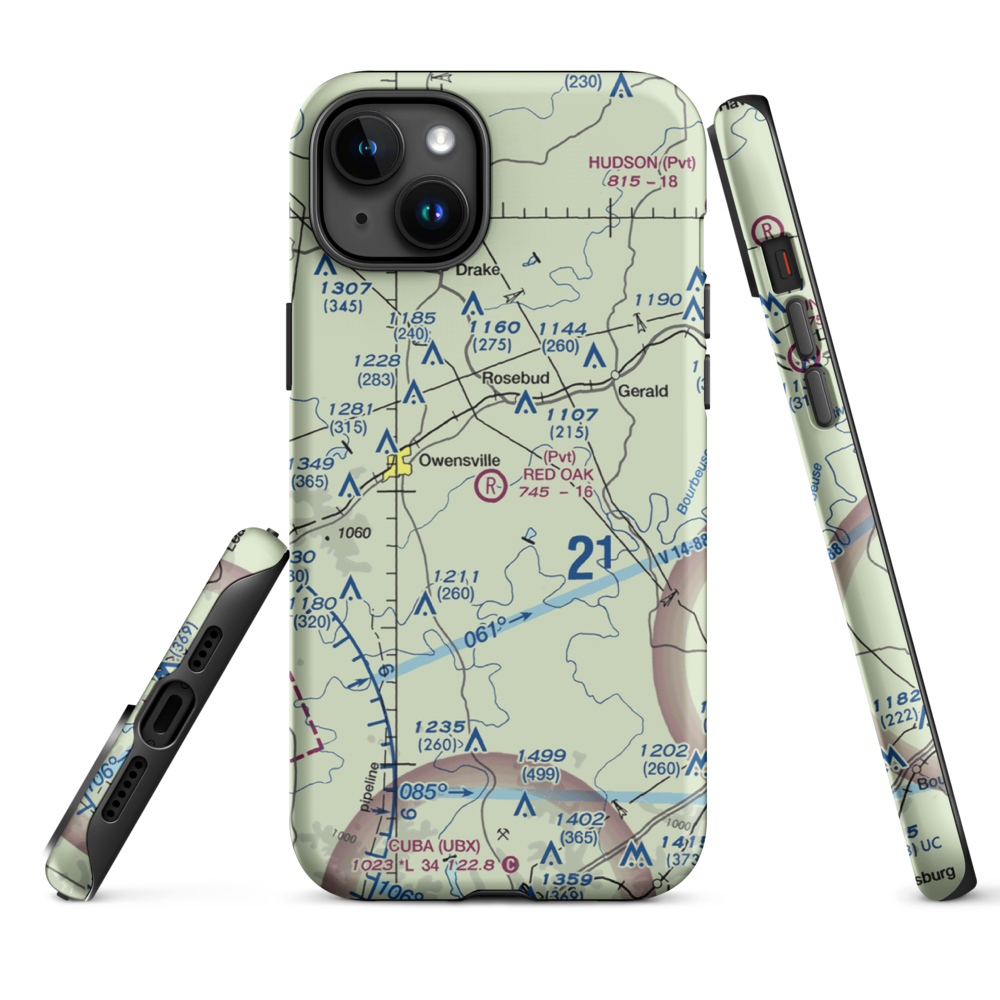 Red Oak Airport (MO48) VFR Sectional  Tough iPhone Case iPhone 15 Plus model shown