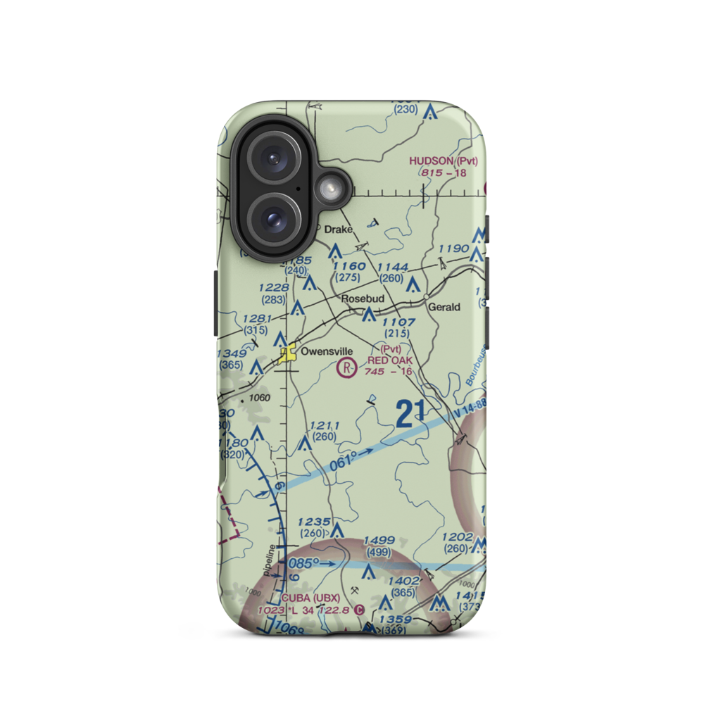 Red Oak Airport (MO48) VFR Sectional  Tough iPhone Case iPhone 16 model shown