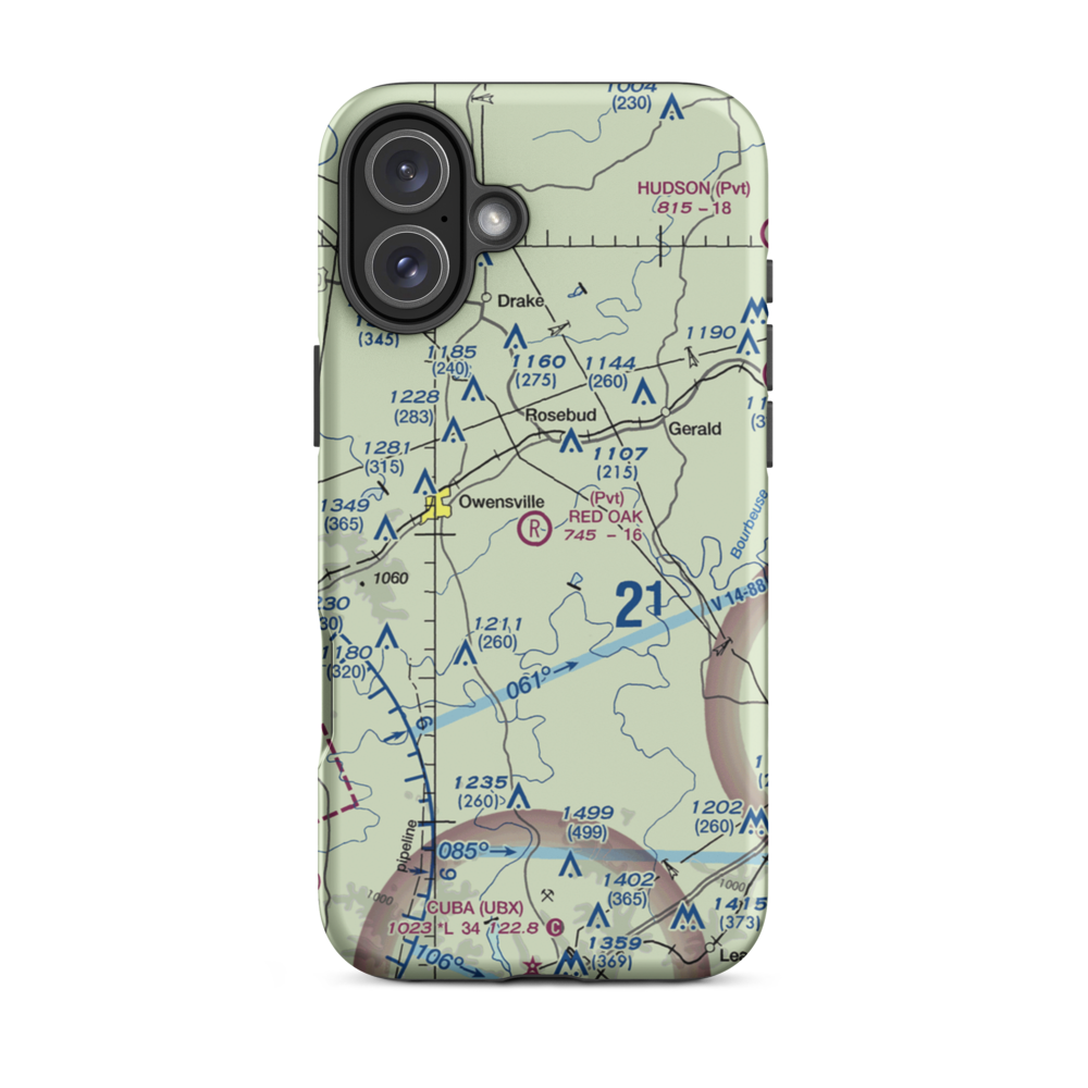 Red Oak Airport (MO48) VFR Sectional  Tough iPhone Case iPhone 16 Plus model shown