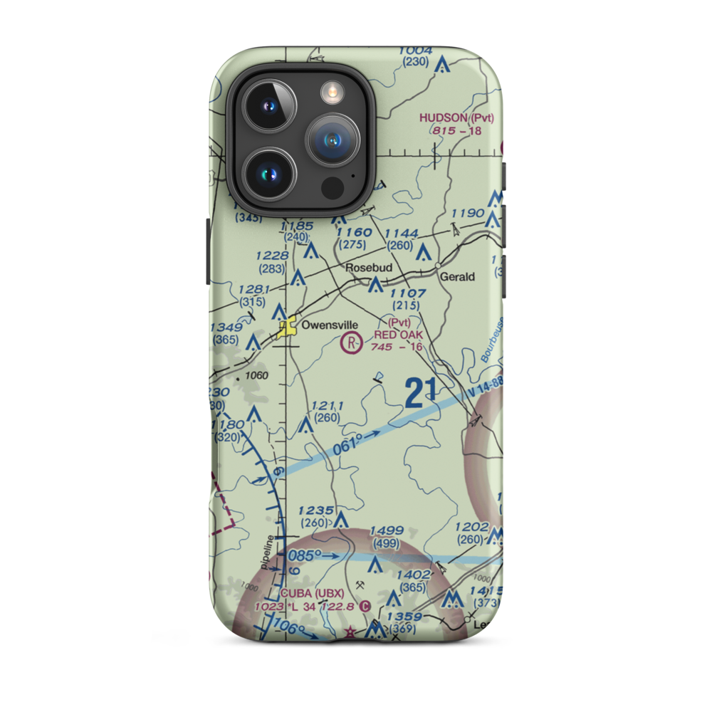 Red Oak Airport (MO48) VFR Sectional  Tough iPhone Case iPhone 16 Pro Max model shown