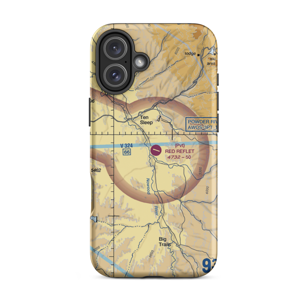 Red Reflet Ranch Airport (WY00) VFR Sectional  Tough iPhone Case iPhone 16 Plus model shown