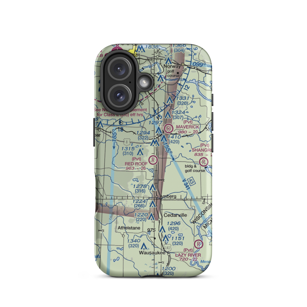 Red Roof Airport (WN11) VFR Sectional  Tough iPhone Case iPhone 16 model shown