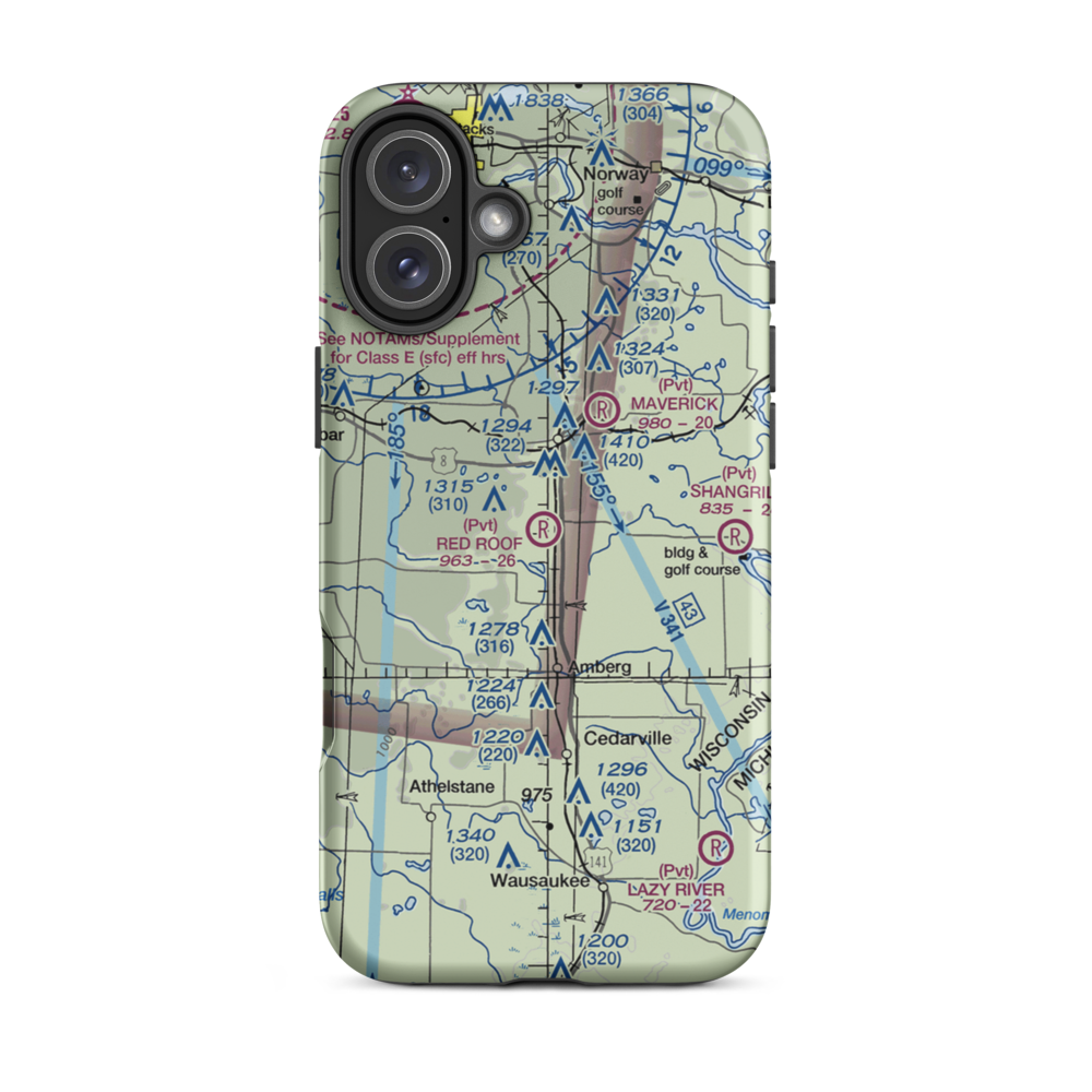 Red Roof Airport (WN11) VFR Sectional  Tough iPhone Case iPhone 16 Plus model shown