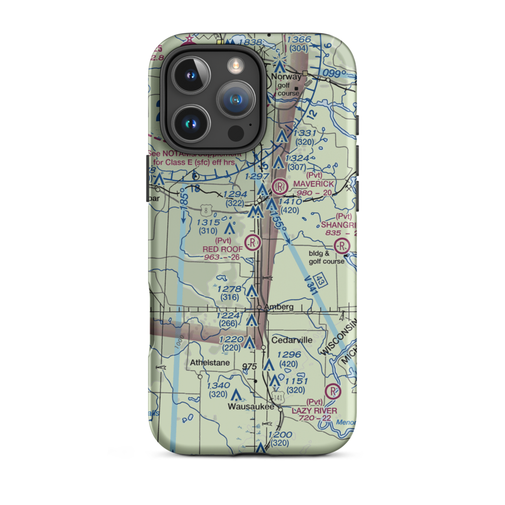 Red Roof Airport (WN11) VFR Sectional  Tough iPhone Case iPhone 16 Pro Max model shown