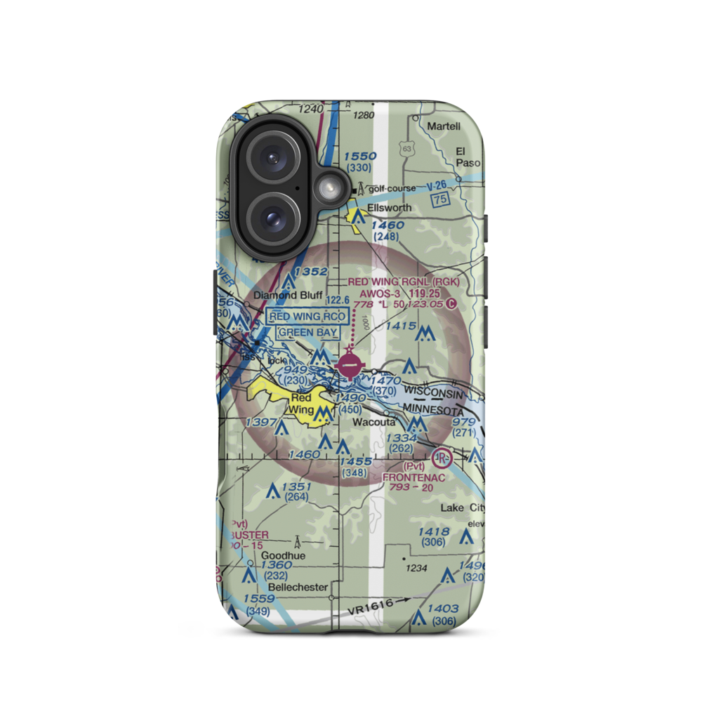 Red Wing Regional Airport (RGK) VFR Sectional  Tough iPhone Case iPhone 16 model shown