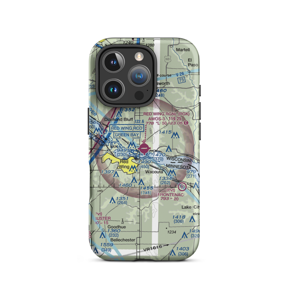 Red Wing Regional Airport (RGK) VFR Sectional  Tough iPhone Case iPhone 16 Pro model shown