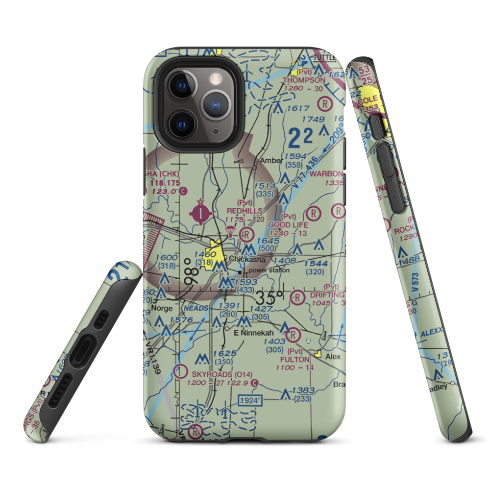 Redhills Airport (6OK2) VFR Sectional  Tough iPhone Case iPhone 11 Pro model shown