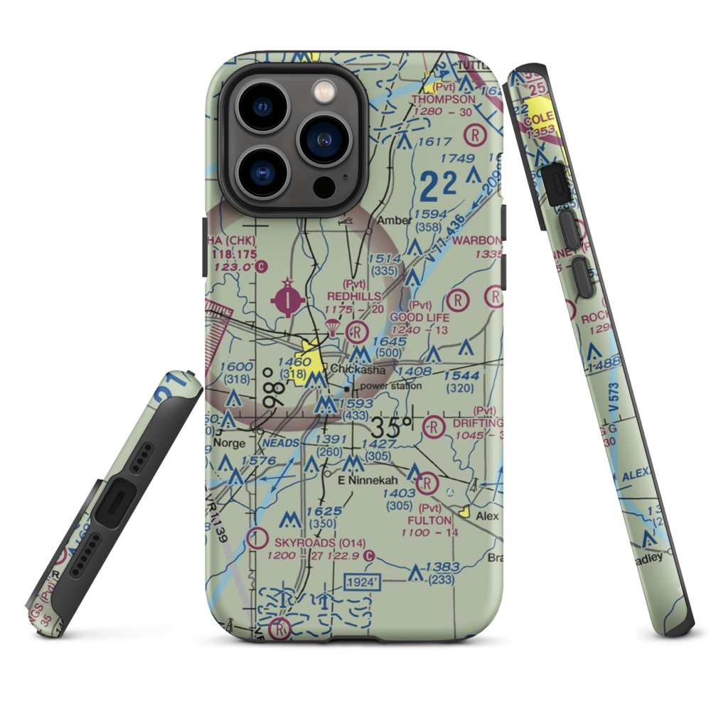Redhills Airport (6OK2) VFR Sectional  Tough iPhone Case iPhone 13 Pro Max model shown