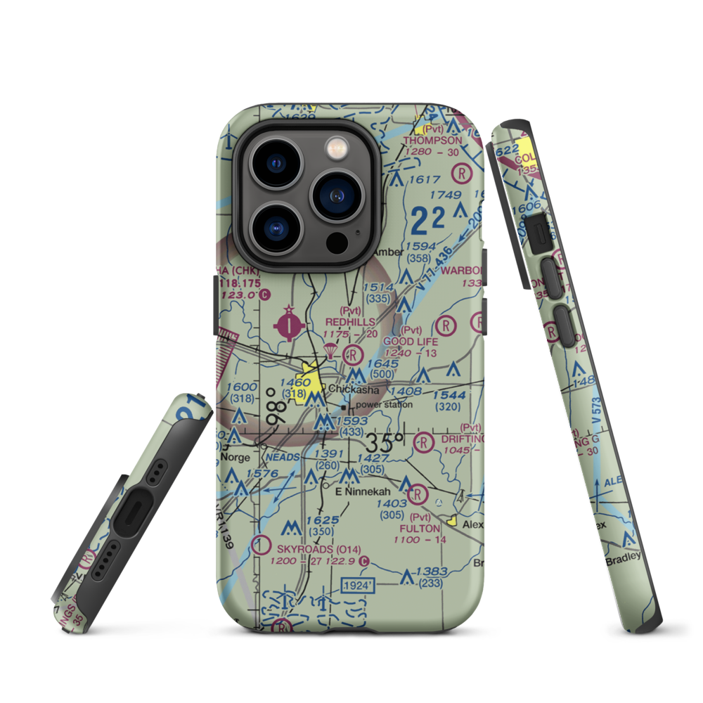 Redhills Airport (6OK2) VFR Sectional  Tough iPhone Case iPhone 14 Pro model shown