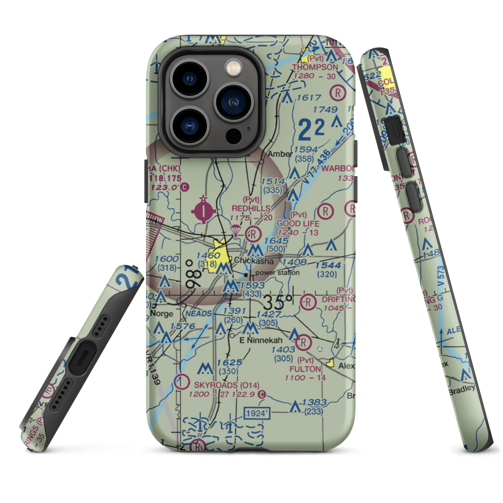 Redhills Airport (6OK2) VFR Sectional  Tough iPhone Case iPhone 14 Pro Max model shown