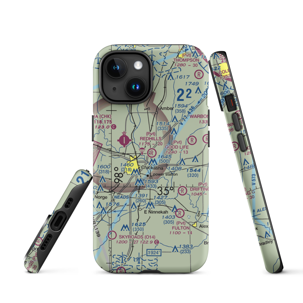 Redhills Airport (6OK2) VFR Sectional  Tough iPhone Case iPhone 15 model shown