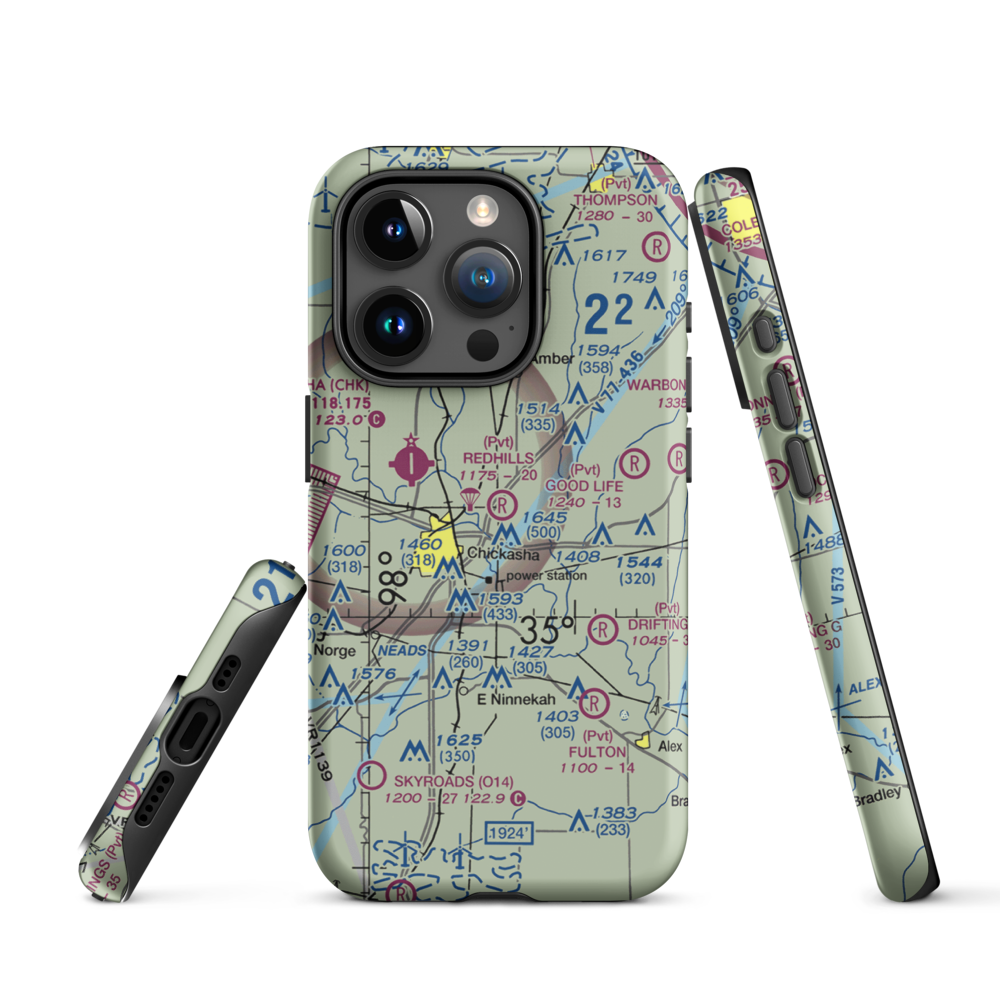 Redhills Airport (6OK2) VFR Sectional  Tough iPhone Case iPhone 15 Pro model shown