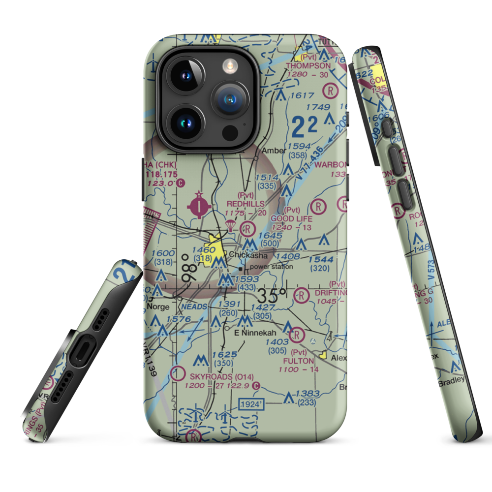 Redhills Airport (6OK2) VFR Sectional  Tough iPhone Case iPhone 15 Pro Max model shown